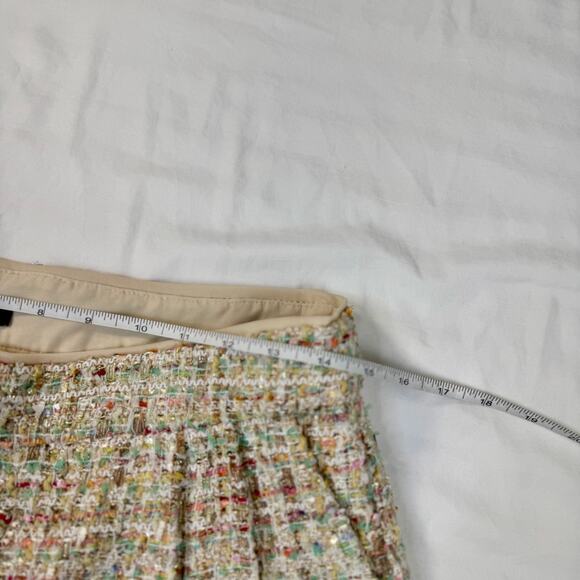 Tweed High Waisted Shorts Cream Women's 10 Chanel Inspired Parisian Vacation NWT - Picture 11 of 16